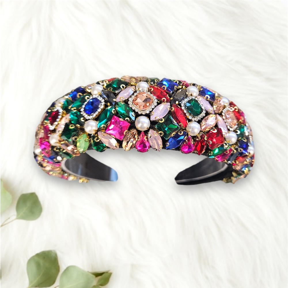 076 - Multicolor Rhinestone Sponge Hairband
